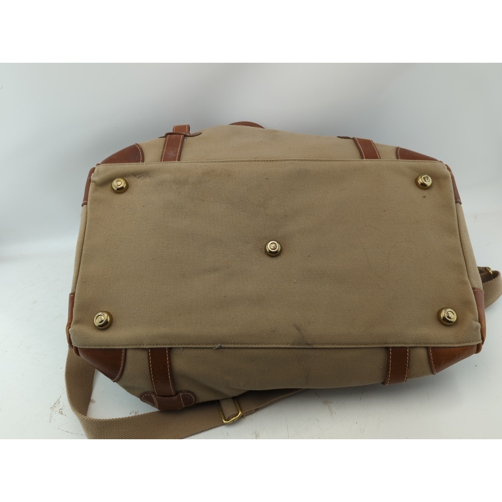 BROOKS BROTHERS Bag Canvas Leather Duffle Weekender Whiskey Brown - Picture 7 of 10